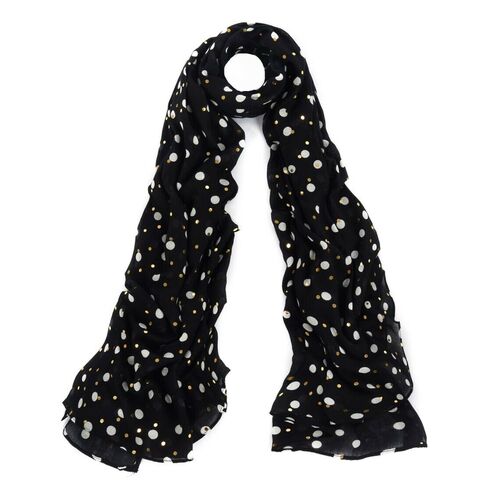 Women Fashion Accessory Street Black Hand Drawn Spangle Dot Scarf/Wrap